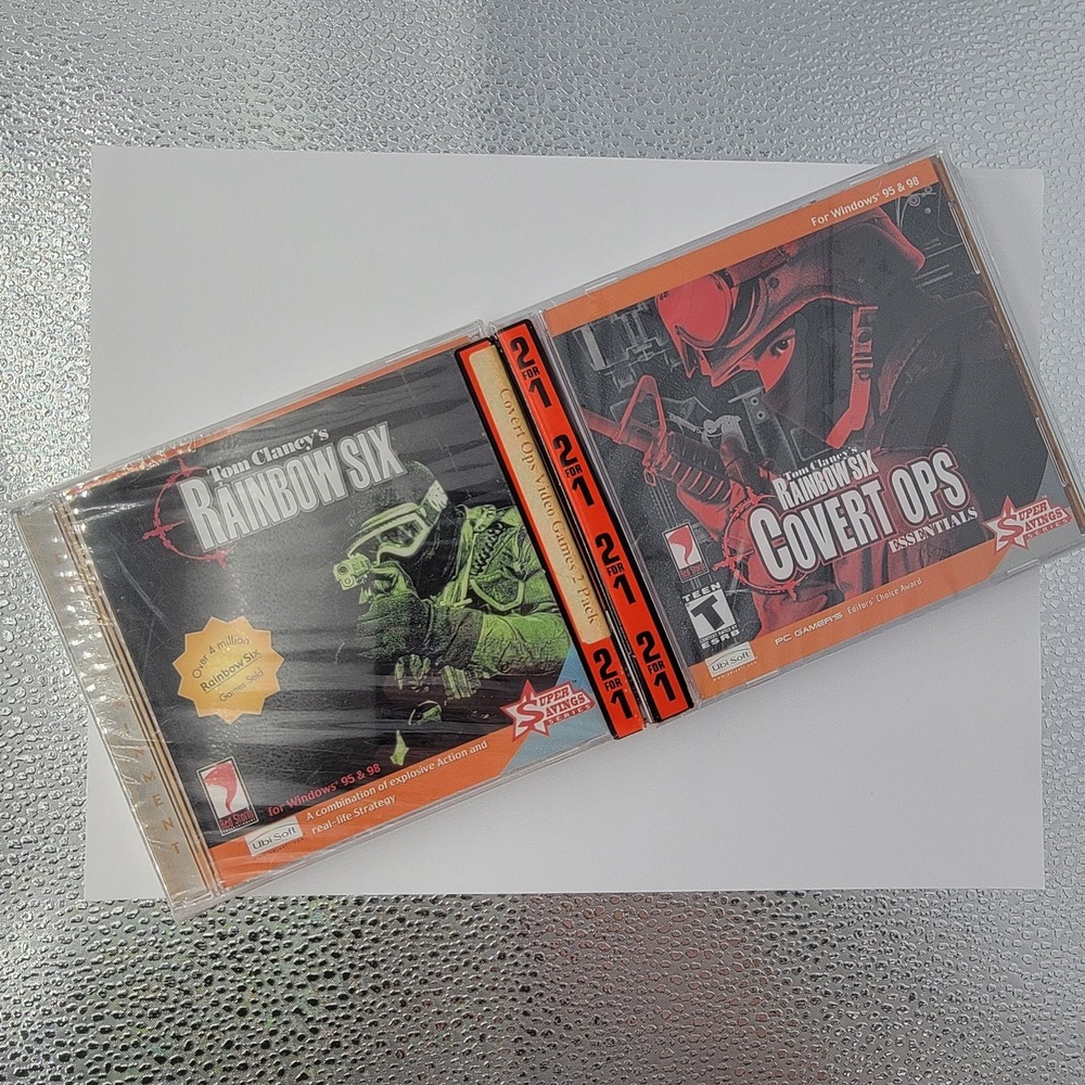 Vtg Tom Clancys Rainbow Six And Covert Ops Pc New Cd Rom Sealed Windows 95 2game